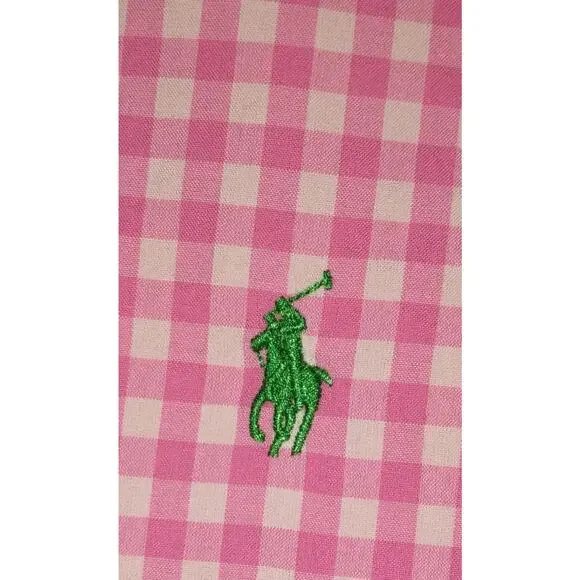 Ralph Lauren Gingham Shirt Mens XL Pink White Custom Cotton Resort Party Pony - Picture 4 of 16